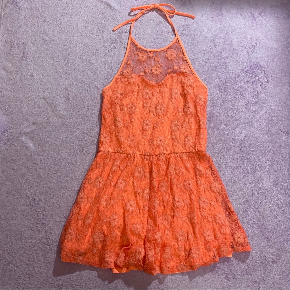 🍁5/$25 Illusion Floral Lace Halter Romper